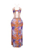 Everest Mesh Printed Ruffle Maxi Dress